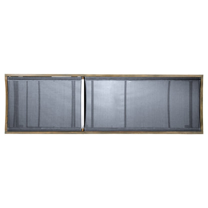 Outdoor Acacia Wood Chaise Lounge Gray Mesh 78.25x24