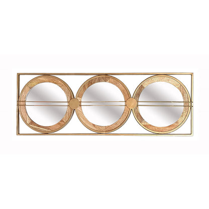 3 Mirror Piece Wall Mirror InRectangular Frame, Home Wall Decor For Bedroom Living Room - Brown