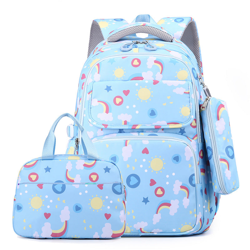 Back-protecting Large-capacity Three-piece Student School Bag Set