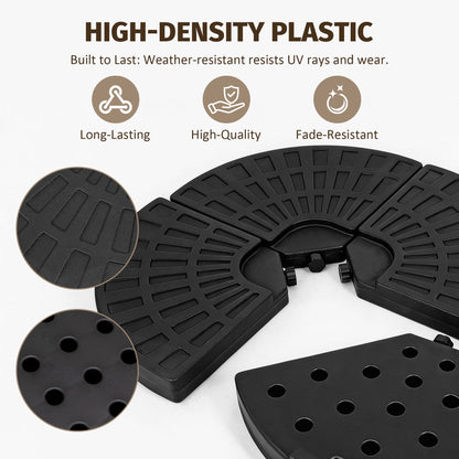 Patio Umbrella Base Fillable Black HDPE 4 Piece 220 LB Water or Sand