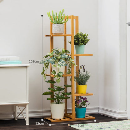 Multi-Level Bamboo Plant Stand Perfect for Succulents, Bonsai