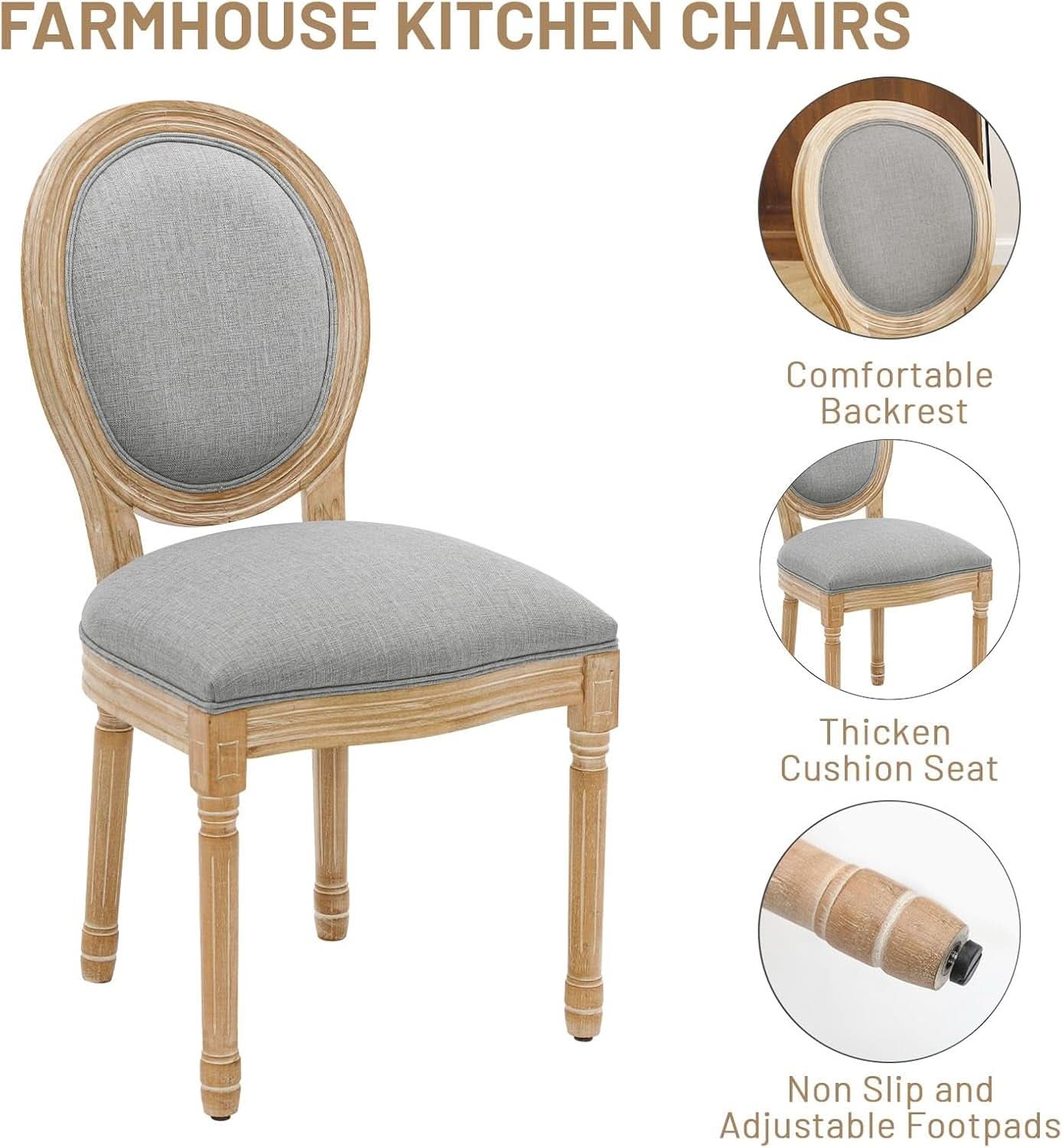 Light Grey Upholstered Dining Chairs Set Of 2 Round Back