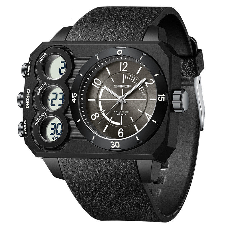 Outdoor Sports Waterproof Watch For Men Rugged Design With A Large Dial And Dual Display