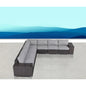 Outdoor Sectional Set HDPE Wicker Aluminum Gray 15 Cushions 2100 LB