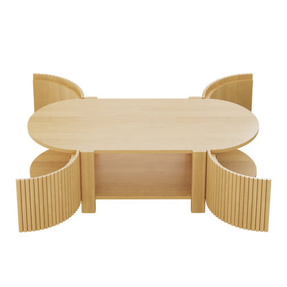 3-Piece Living Room Table Set, 1 Coffee and 2 Side Tables, Solid Wood, 47 in