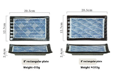 Rectangular Japanese Style Sushi Sashimi Plate and Cup