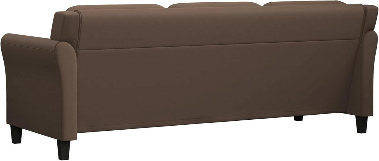 Harrington Microfiber Brown Three Seat Sofa Living Room