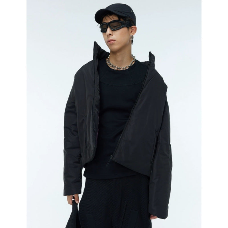Mens Stylish American-Style Retro Stand-Collar Cotton Jacket
