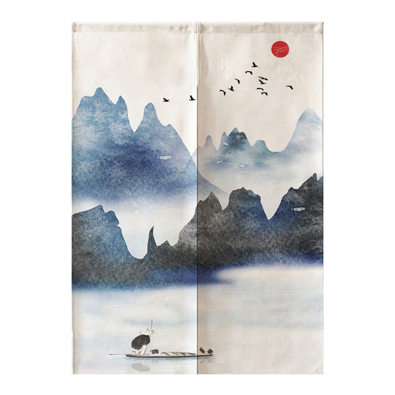 Chinese Fabric Door Partition Half Curtain Feng Shui