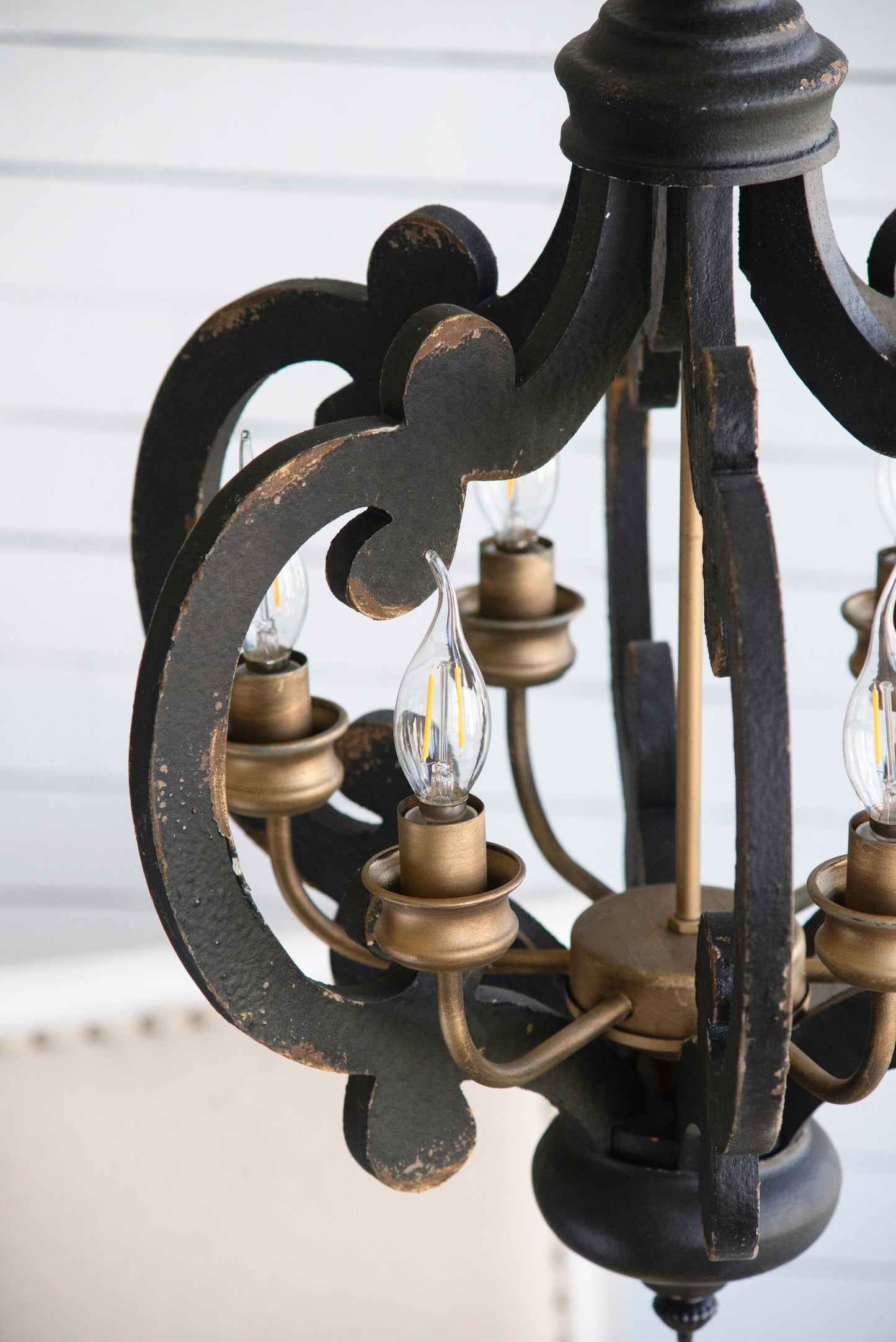 French Country Wood Chandelier 6-Light Farmhouse Pendant 28 In Chain