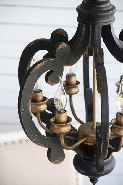 French Country Wood Chandelier 6-Light Farmhouse Pendant 28 In Chain