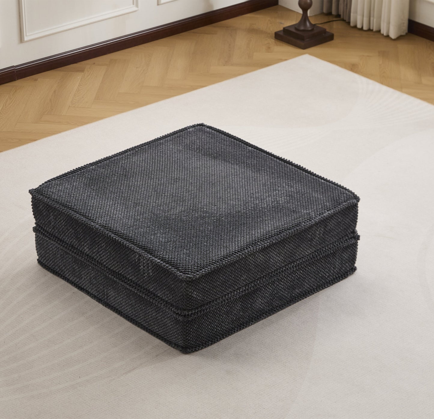 Floor Seat Modular Circle Fleece Dark Gray Ottoman 39 In