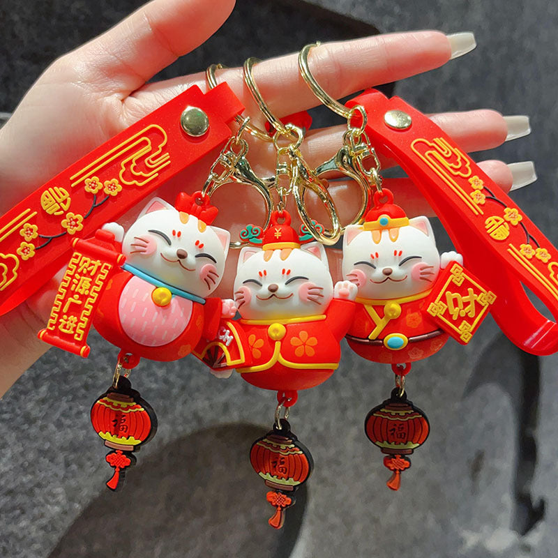 Maneki-neko Cartoon Keychain Soft Silicone Doll Pendant