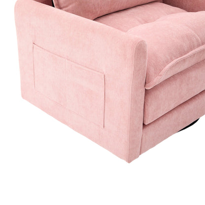 Accent Chair Swivel Barrel Chenille Pink Memory Foam