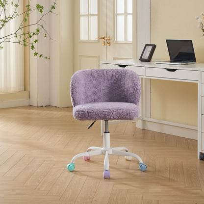 Swivel Chair Faux Alpaca Violet Vanity Bedroom Ergonomic 22.5x31.9 In