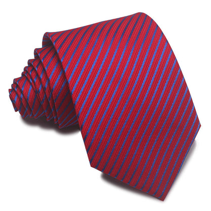 8CM Polyester Jacquard Striped Tie Men's Business Formal Red Black Blue
