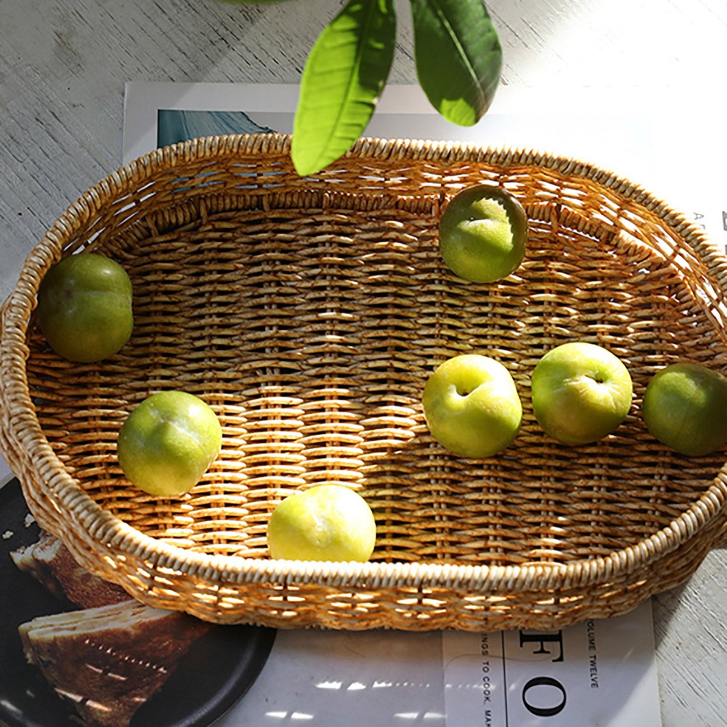 Imitation Rattan Hand-woven Japanese Fruit or Bread Tray