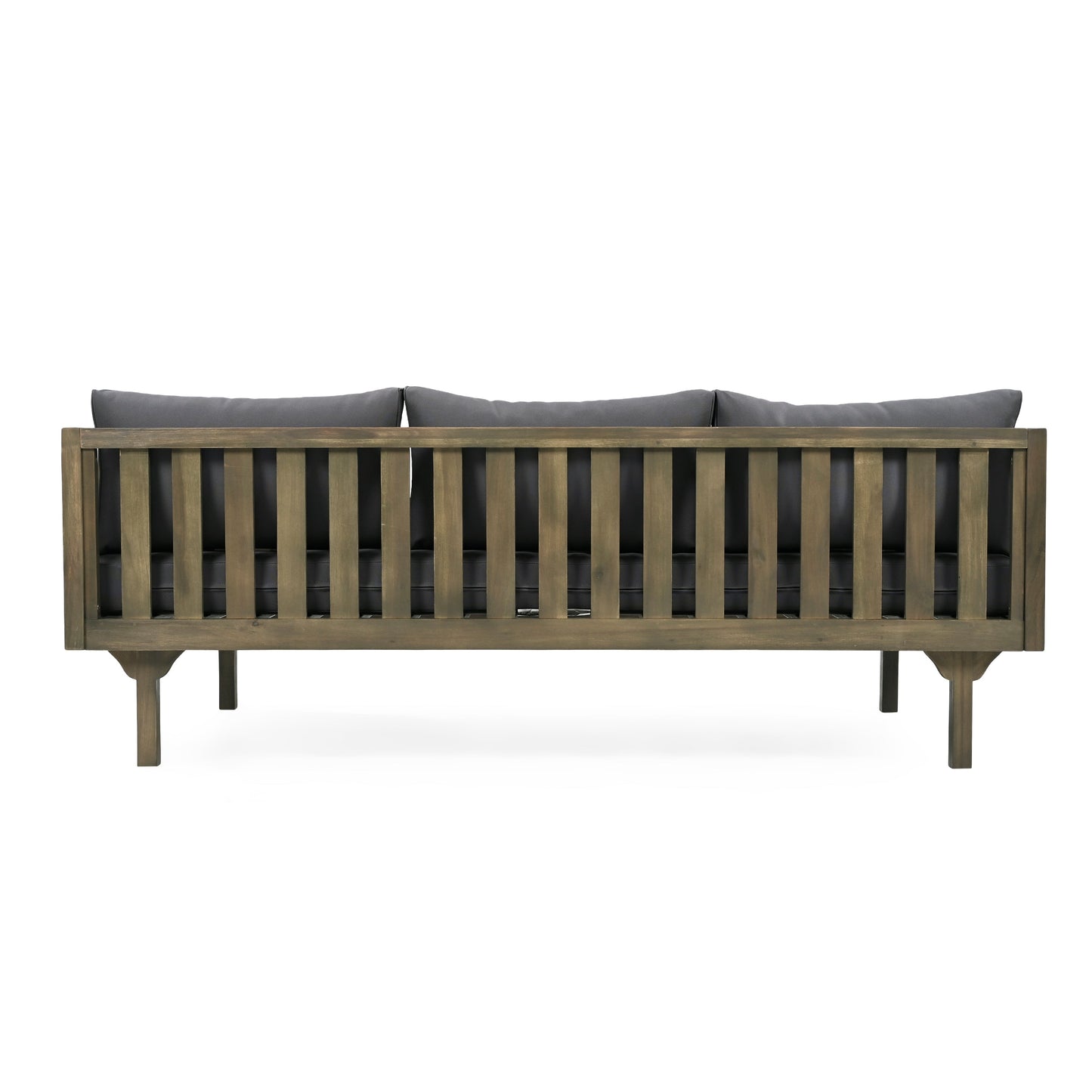 Outdoor Daybed Set Acacia Wood Gray 3 Seater Chaise