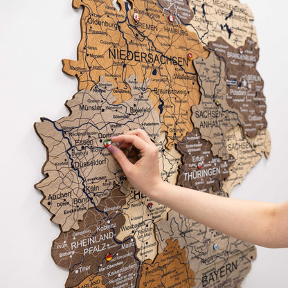 3D Deutschland Holzkarte Mehrfarbig