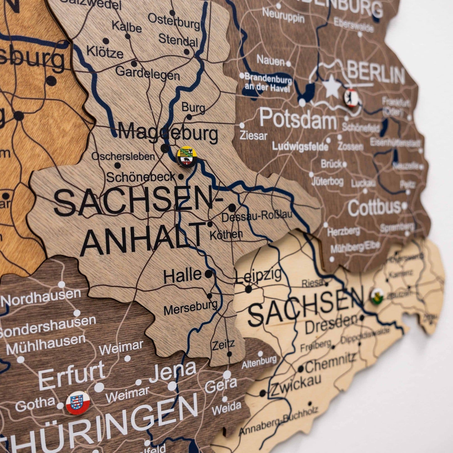 3D Deutschland Holzkarte Mehrfarbig