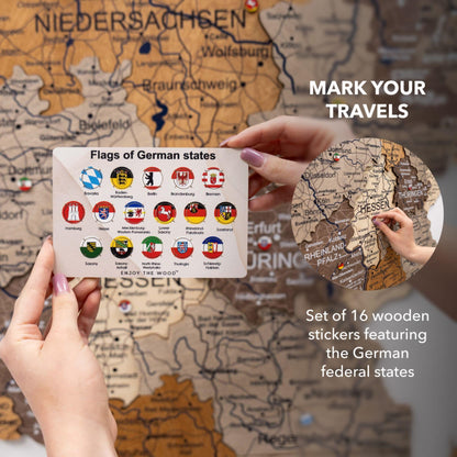 3D Deutschland Holzkarte Mehrfarbig