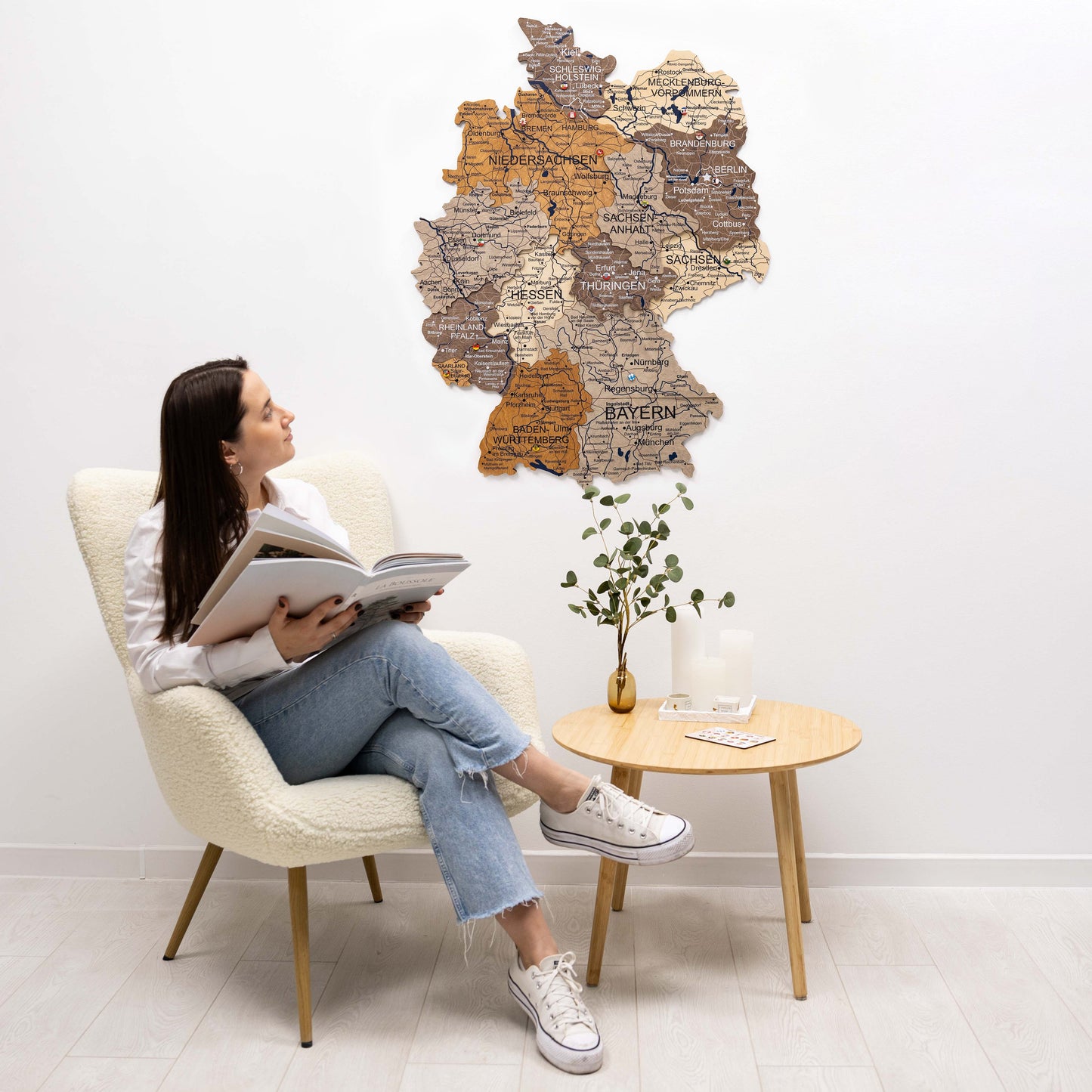 3D Deutschland Holzkarte Mehrfarbig