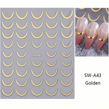 3D Gold-Finished French Kiss Crescent Nail Stickers