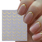 3D Gold-Finished French Kiss Crescent Nail Stickers
