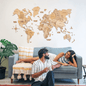 Wall Decor Bundle: 3D Wooden World Map with Flag Pins