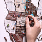 3D Wooden World Map Cappuccino