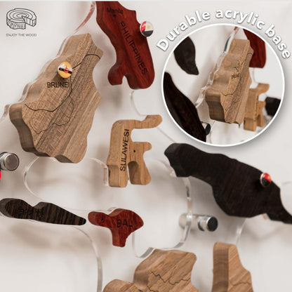 3D-Weltkarte aus Massivholz
