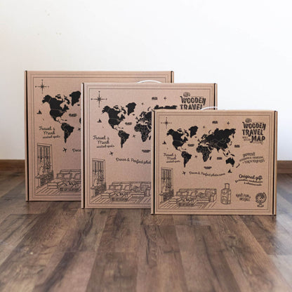 3D Wooden World Map Concrete