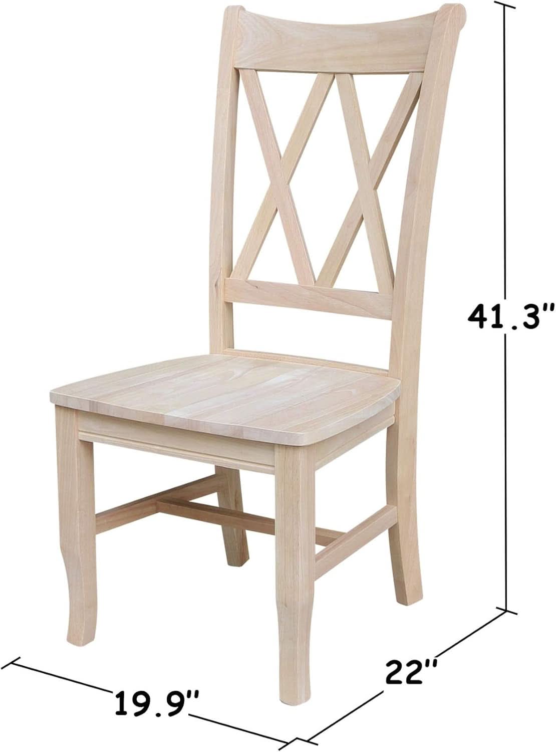 Two Unfinished Parawood Dining Chairs With X Back