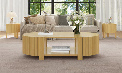 3-Piece Living Room Table Set, 1 Coffee and 2 Side Tables, Solid Wood, 47 in