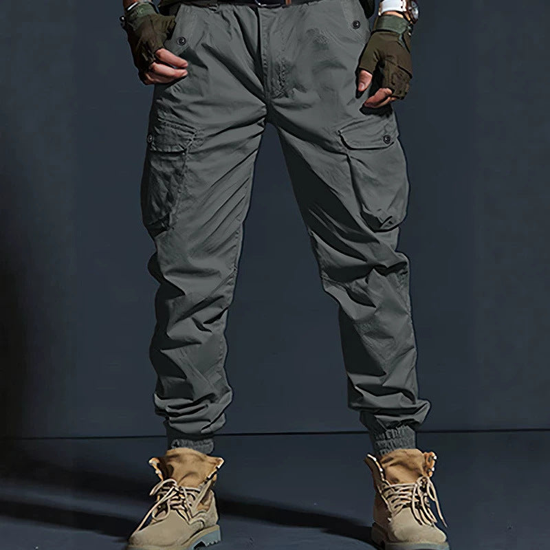 Mens Slim-fit Multi-pocket Work Trousers