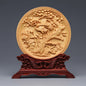 Wood Carving Dragon and Phoenix Round Carving Art Statue High Quality