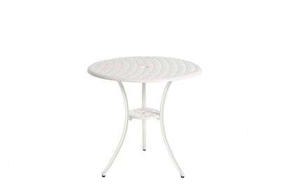 Outdoor Bistro Set Cast Aluminum White 3 Piece Umbrella Hole Cushions