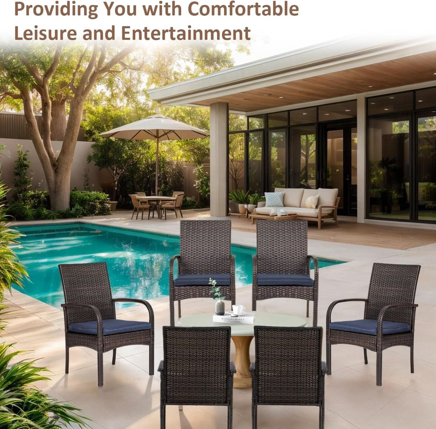 Outdoor Wicker Chair Set with Cushions for Patios