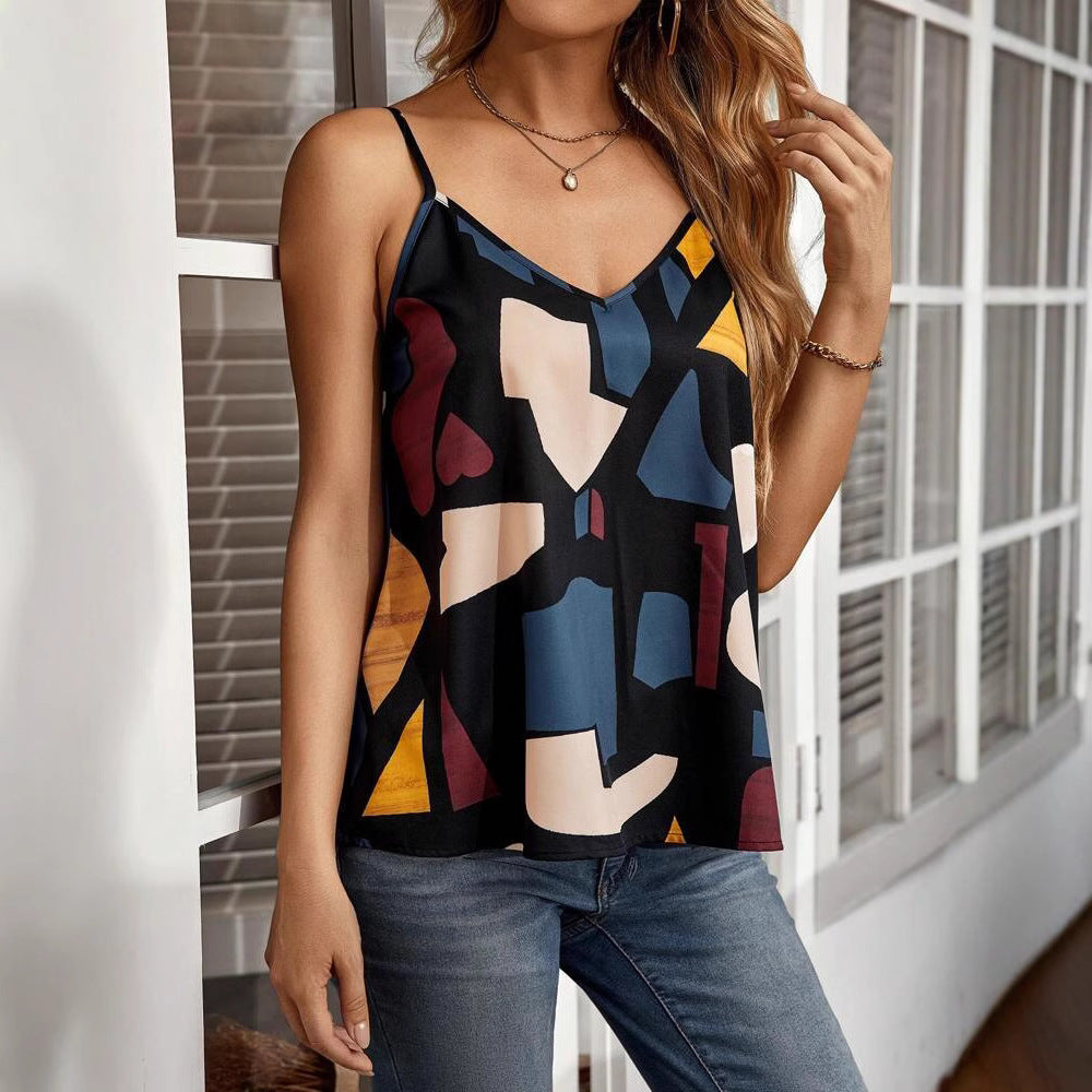 Stylish And Elegant Sleeveless Camisole With A Printed Design