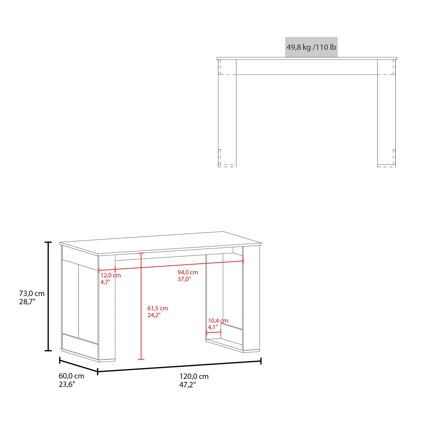 120 Writing Desk, Black
