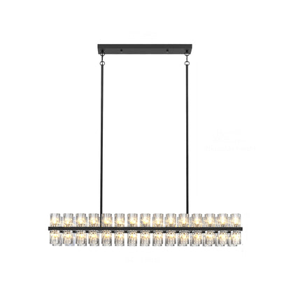 Rectangular Crystal Chandelier Black Frame K9 Crystals Living Dining
