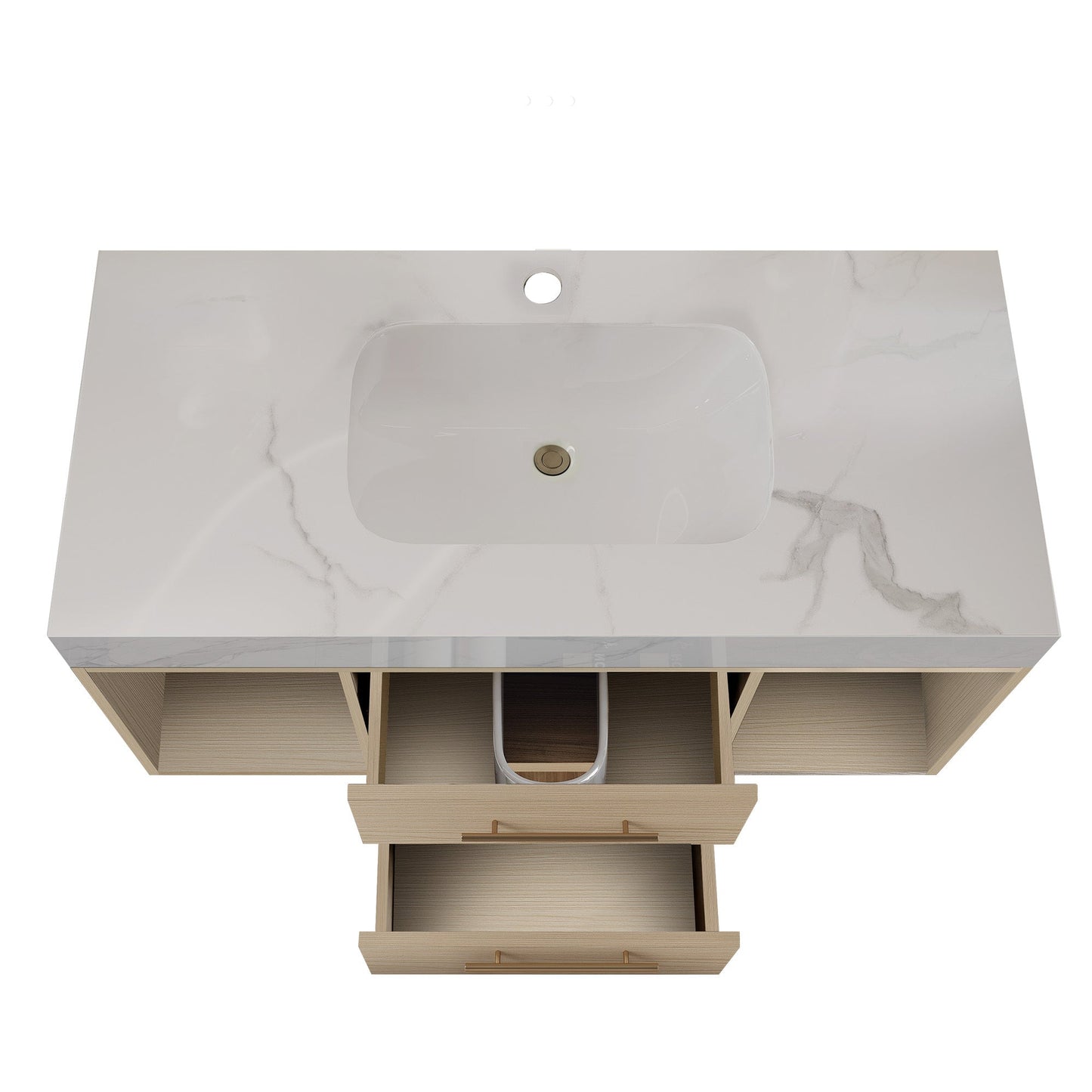 39.4'' Floating Bathroom Vanity with Ceramic Sink, 2 Soft Close Drawers