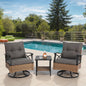 Outdoor Patio Set PE Rattan Steel Brown Swivel Rocker 3 Piece 350 LB