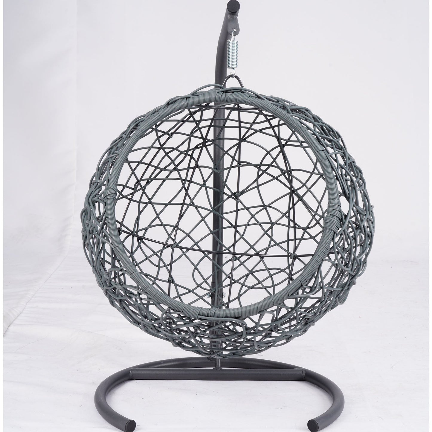 Cat Swing Bed with Stand and Cushion, Rattan Wicker Egg Chair Style, Gray