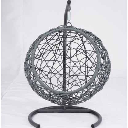 Cat Swing Bed with Stand and Cushion, Rattan Wicker Egg Chair Style, Gray