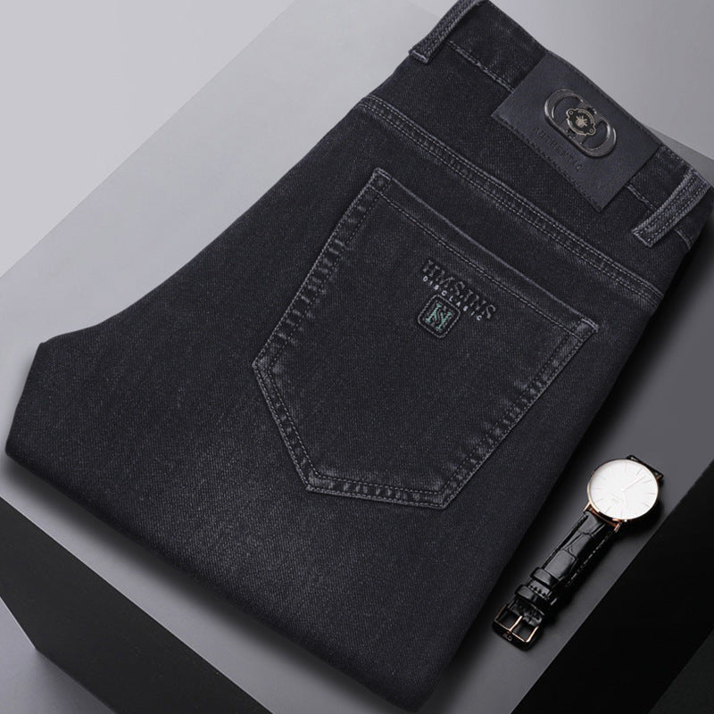 High-end Mens Straight-leg, Relaxed-fit, Plus-size Business Casual Jeans