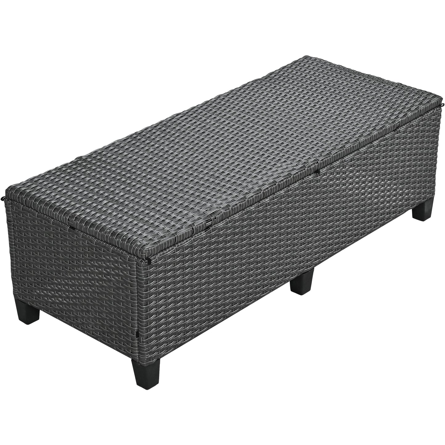 Outdoor Sectional Set PE Wicker Steel Gray 5 Piece L-Shape Seats 7