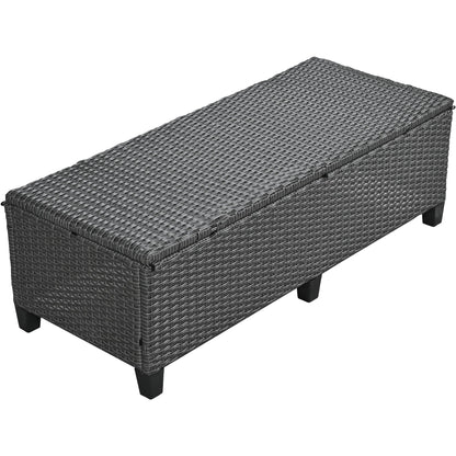 Outdoor Sectional Set PE Wicker Steel Gray 5 Piece L-Shape Seats 7