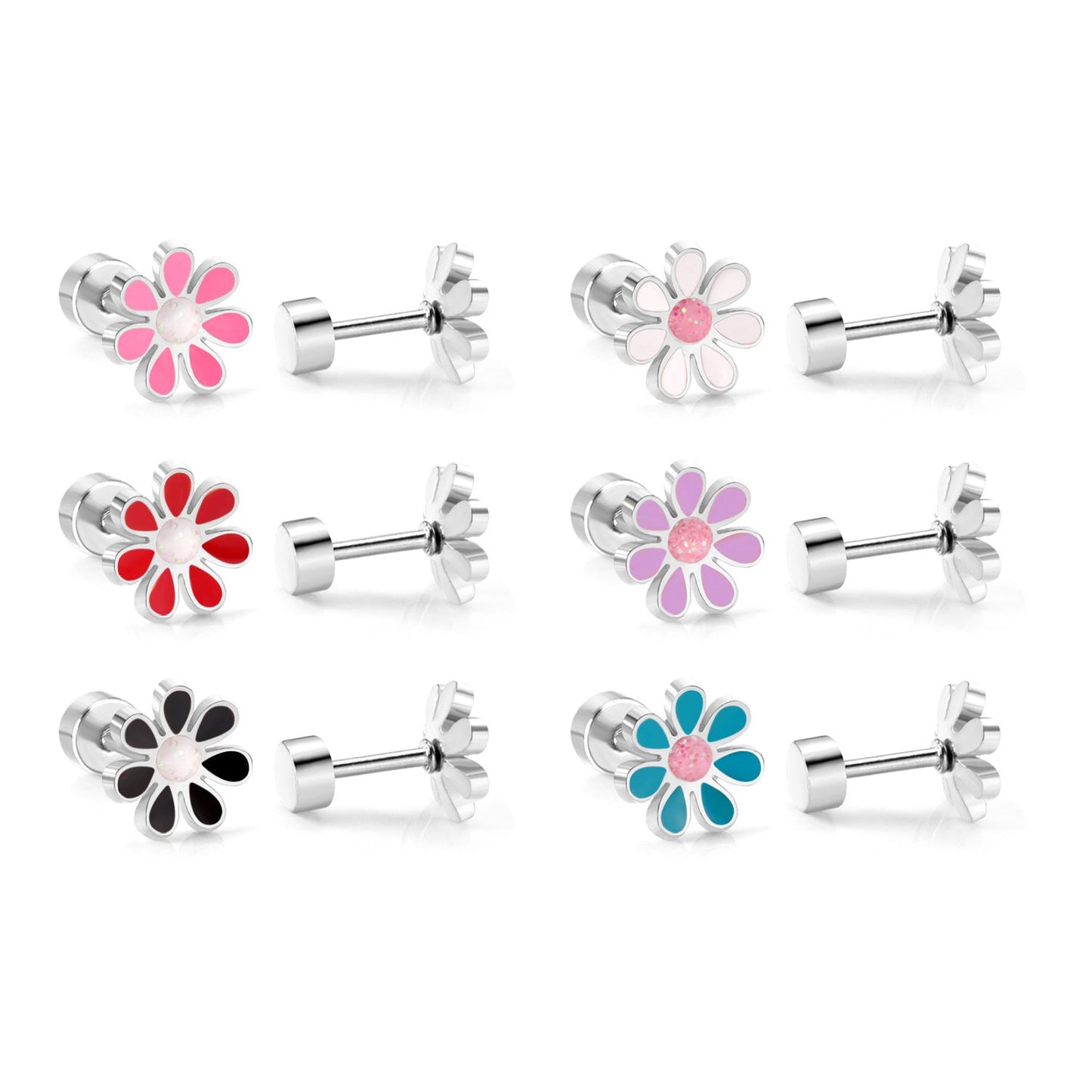 Cute And Sweet Crown-flower Earrings Stainless Steel Stud Earrings