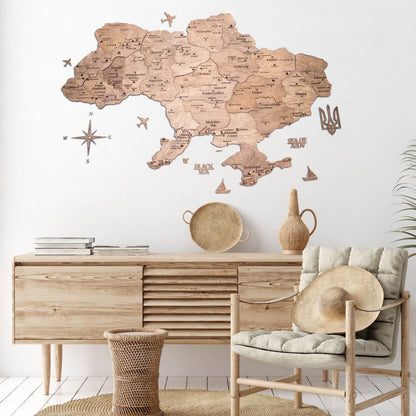 Wooden Map of Ukraine Multicolor